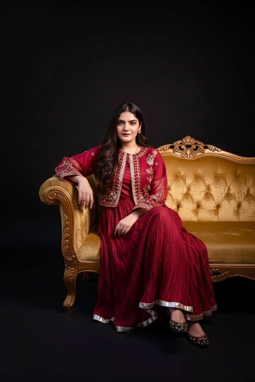 Huda-Maroon 3pc