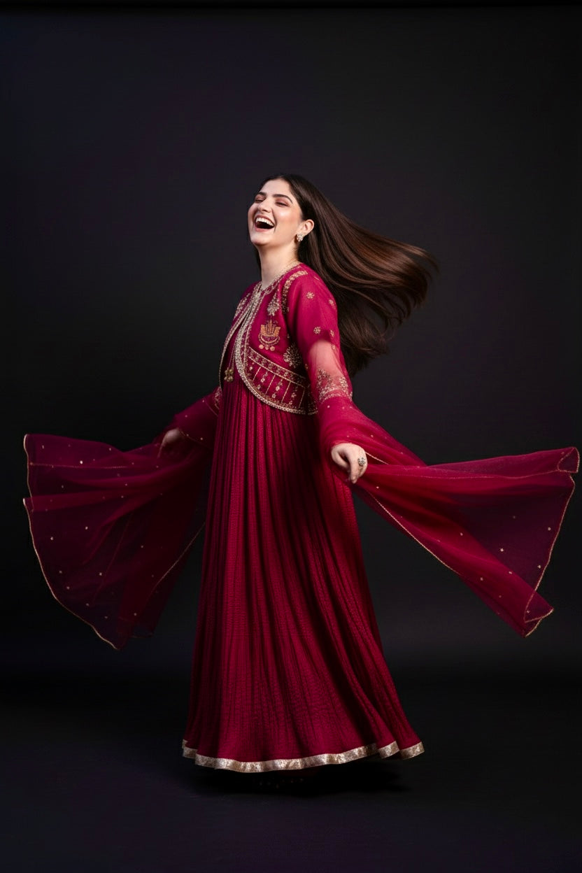 Huda-Maroon 3pc