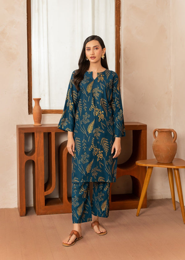 Floral Leaf Print 2Pcs Stitched